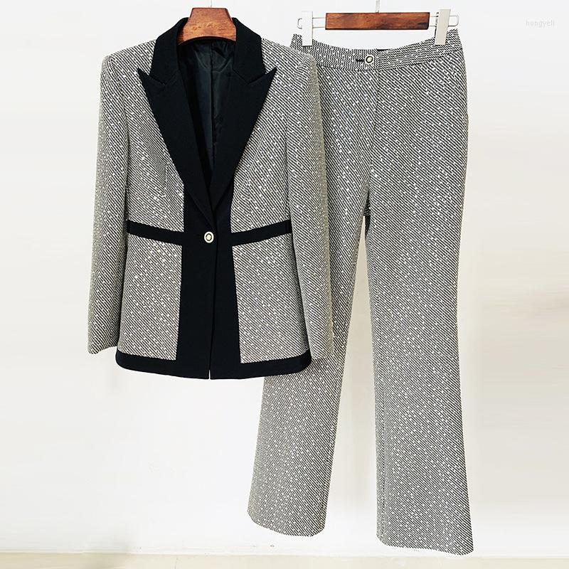 Women' Two Piece Pants HIGH STREET 2023 Est Designer Fashion Runway Suit Set Women' Slim Fit Color Block Sequined Blazer For Women, 2 pieces sets
Women' Two Piece Pants HIGH STREET 2023 Est Designer Fashion Runway Suit Set Women' Slim Fit Color Block Sequined Blazer For Women, 2 pieces sets