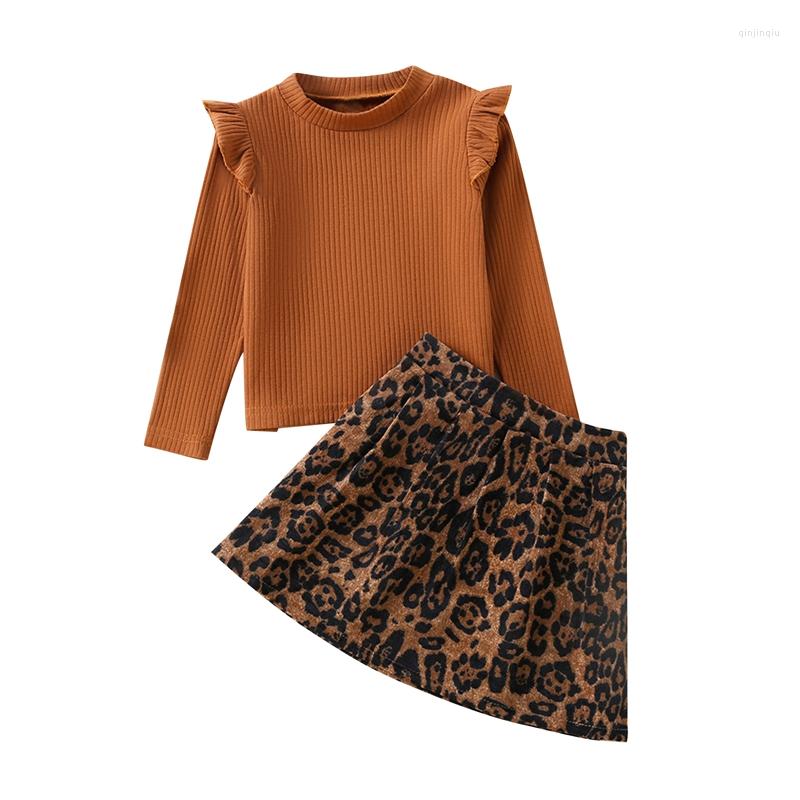Clothing Sets Girl Clothes Two Piece Set Long Flying Sleeve Ribbed Solid Color Round Neck Tops Pullover Leopard Print Elastic Waist Skirt, Picture shown
Clothing Sets Girl Clothes Two Piece Set Long Flying Sleeve Ribbed Solid Color Round Neck Tops Pullover Leopard Print Elastic Waist Skirt, Picture shown