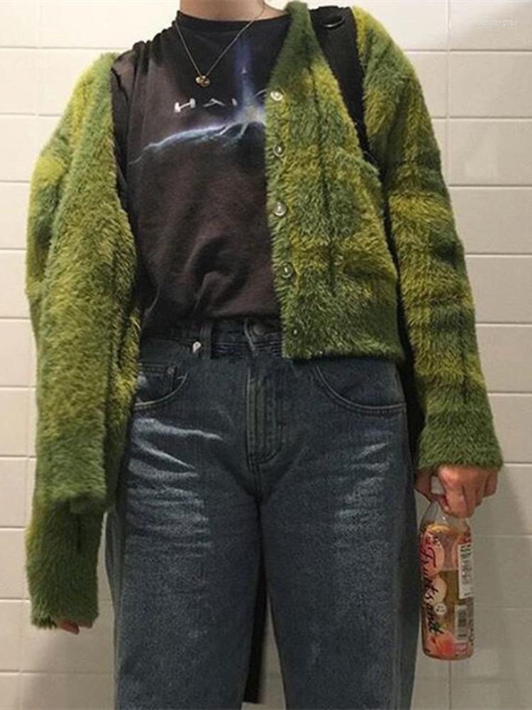 Women's Knits Harajuku Lazy Style Mohair Sweater Vintage Women Knitted Plaid Cardigans Ladies V-Neck Button Fuzzy Fluffy Knitwear Top, Green
Women's Knits Harajuku Lazy Style Mohair Sweater Vintage Women Knitted Plaid Cardigans Ladies V-Neck Button Fuzzy Fluffy Knitwear Top, Green