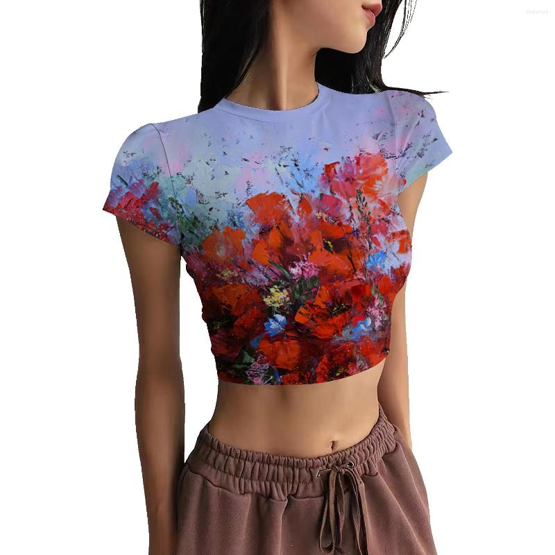 Women' T Shirts European And American Flower Print Sports Top Sexy Navel Round Neck Fitness Short Sleeve Tight Stretch Yoga T-Shirt, Sky blue
Women' T Shirts European And American Flower Print Sports Top Sexy Navel Round Neck Fitness Short Sleeve Tight Stretch Yoga T-Shirt, Sky blue