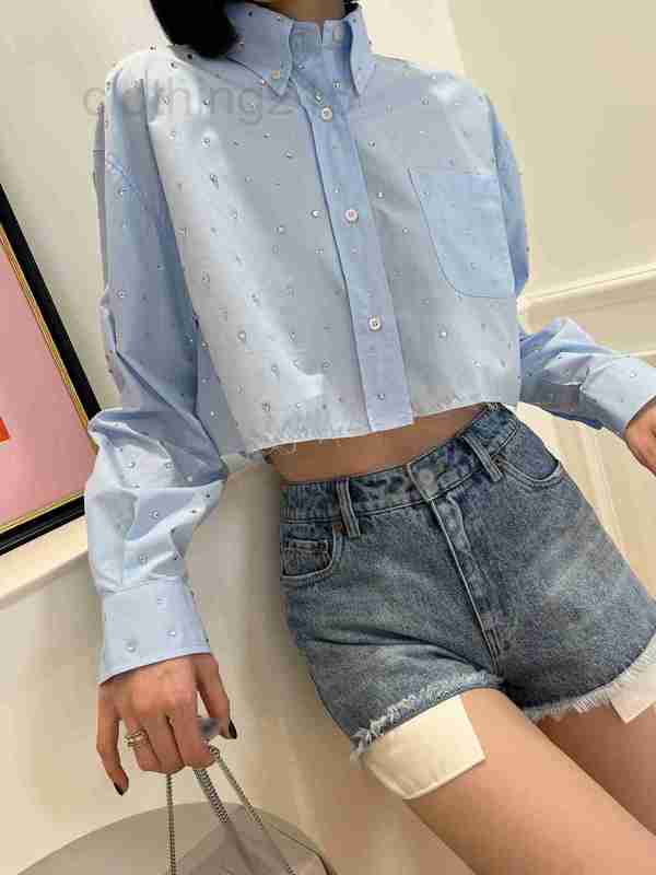Women' Blouses & Shirts Designer High-end 22 spring and summer exquisite baby blue white heavy iron diamond short shirt NCYD, Light blue
Women' Blouses & Shirts Designer High-end 22 spring and summer exquisite baby blue white heavy iron diamond short shirt NCYD, Light blue