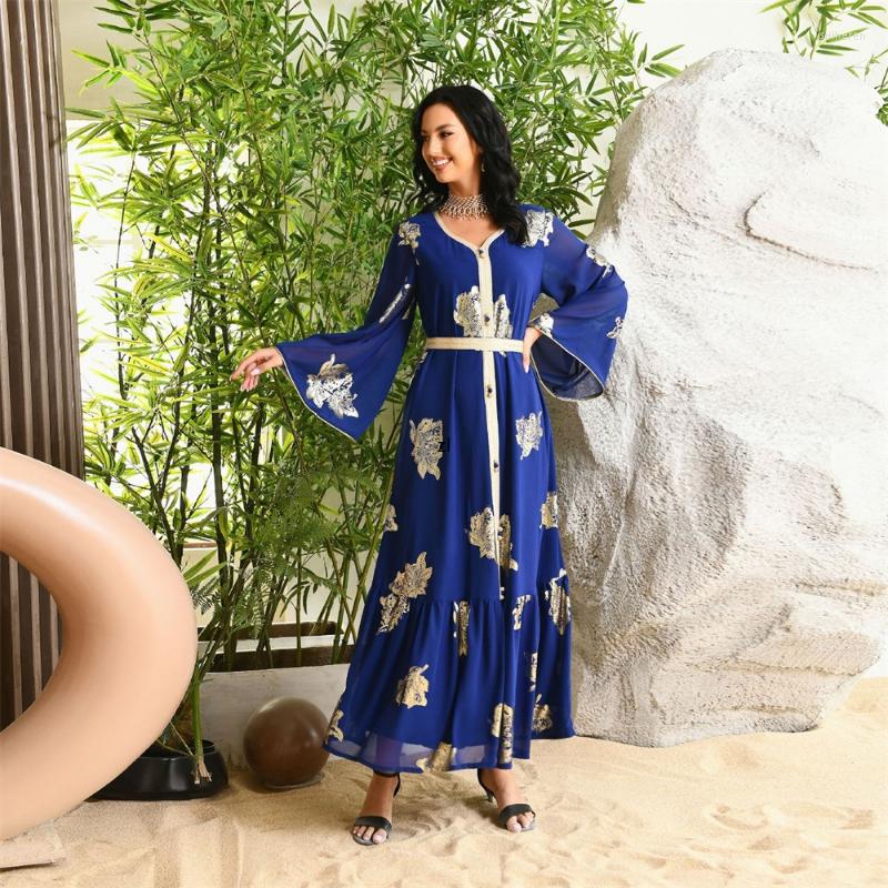 Ethnic Clothing Ramadan Chiffon Long Dresses Muslim Fashion Dubai Abaya Printed Button Lace Tape Belted Robe Party Maxi Dress Women
Ethnic Clothing Ramadan Chiffon Long Dresses Muslim Fashion Dubai Abaya Printed Button Lace Tape Belted Robe Party Maxi Dress Women