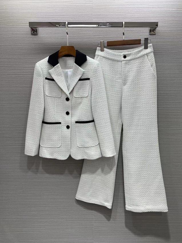 Women' Two Piece Pants 2023 Women' Fashion Suit Pocket Color Matching Wool Jacket Straight Trousers 2-piece Set 0110
Women' Two Piece Pants 2023 Women' Fashion Suit Pocket Color Matching Wool Jacket Straight Trousers 2-piece Set 0110