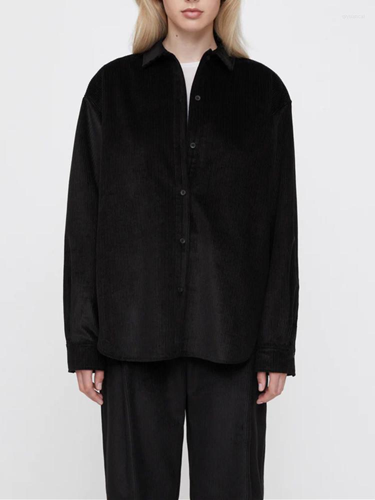 Women's Blouses Straight Corduroy Shirt Women Turn-down Collar Long-sleeved Simple Solid Color Female 2023 Spring, Black
Women's Blouses Straight Corduroy Shirt Women Turn-down Collar Long-sleeved Simple Solid Color Female 2023 Spring, Black