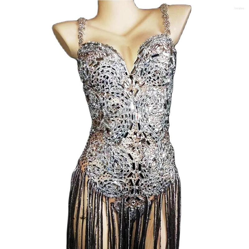 Stage Wear Shining Diamonds Sleeveless Backless Women Bodysuits Glitter Silver Fringes Jumpsuits Nightclub Singer Show Performance Costume
Stage Wear Shining Diamonds Sleeveless Backless Women Bodysuits Glitter Silver Fringes Jumpsuits Nightclub Singer Show Performance Costume