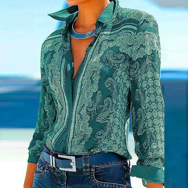 Women' Blouses Retro Print Lapel Collar Long Sleeve Shirt 2023 Fashion Tops For Ladies Women Clothing T-Shirt Female Streetwear, Green
Women' Blouses Retro Print Lapel Collar Long Sleeve Shirt 2023 Fashion Tops For Ladies Women Clothing T-Shirt Female Streetwear, Green
