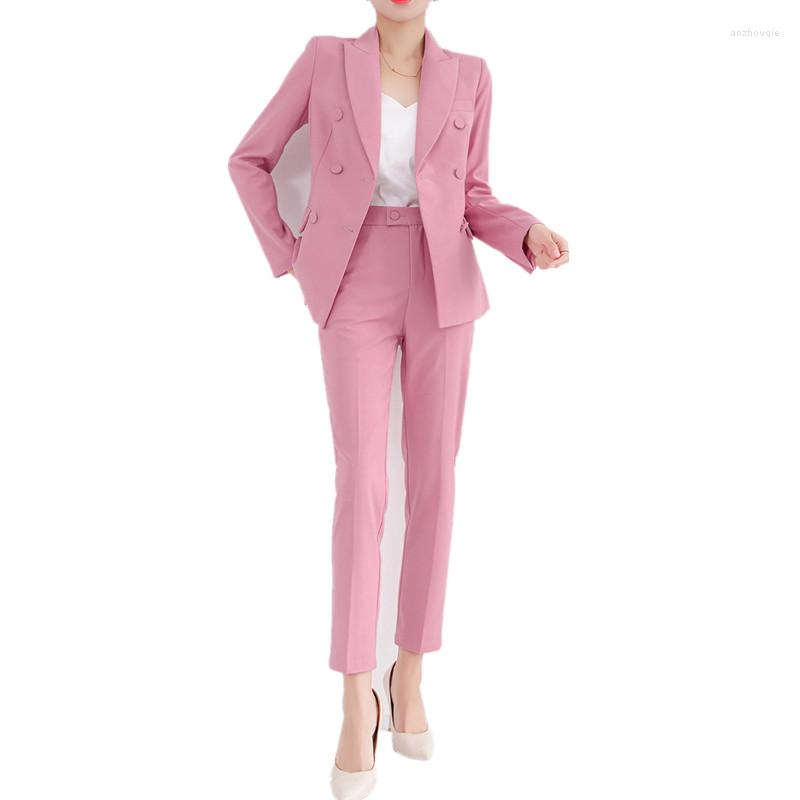 Women's Two Piece Pants Pink Suit Two-piece Double-breasted Blazers With Spring And Autumn Fashion Casual Business Wear Women's Suits
Women's Two Piece Pants Pink Suit Two-piece Double-breasted Blazers With Spring And Autumn Fashion Casual Business Wear Women's Suits