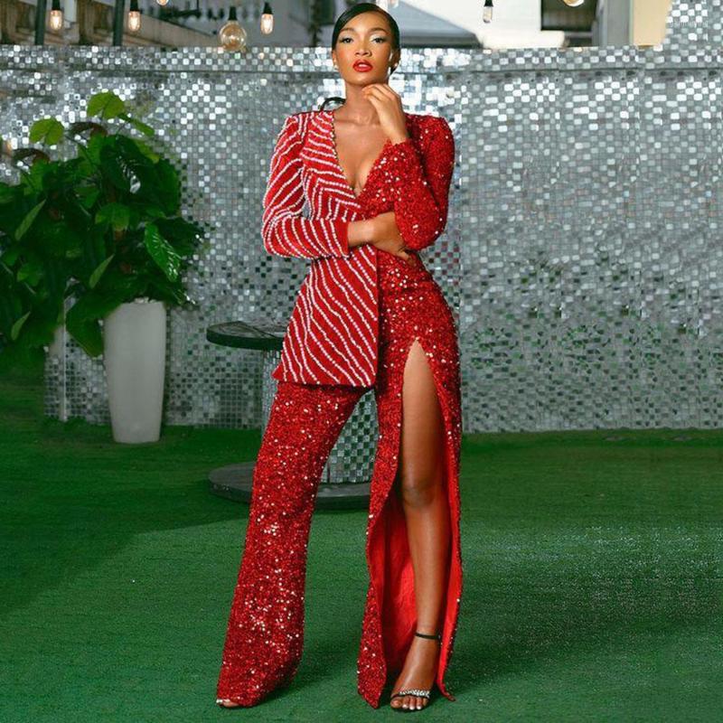 Women's Two Piece Pants (Jacket Pants)Red Luxury Sequined Business Suit For Lady Aso Ebi Arabic Long Sleeves V Neck African Beaded Suits, Sky blue
Women's Two Piece Pants (Jacket Pants)Red Luxury Sequined Business Suit For Lady Aso Ebi Arabic Long Sleeves V Neck African Beaded Suits, Sky blue