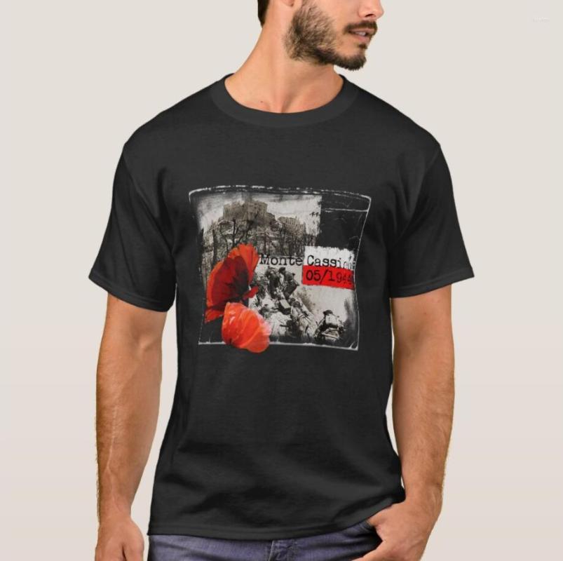 

Men' T Shirts Monte Cassino Battle Czerwone Maki Poland T-Shirt Short Sleeve Casual Cotton O-Neck Shirt, Black