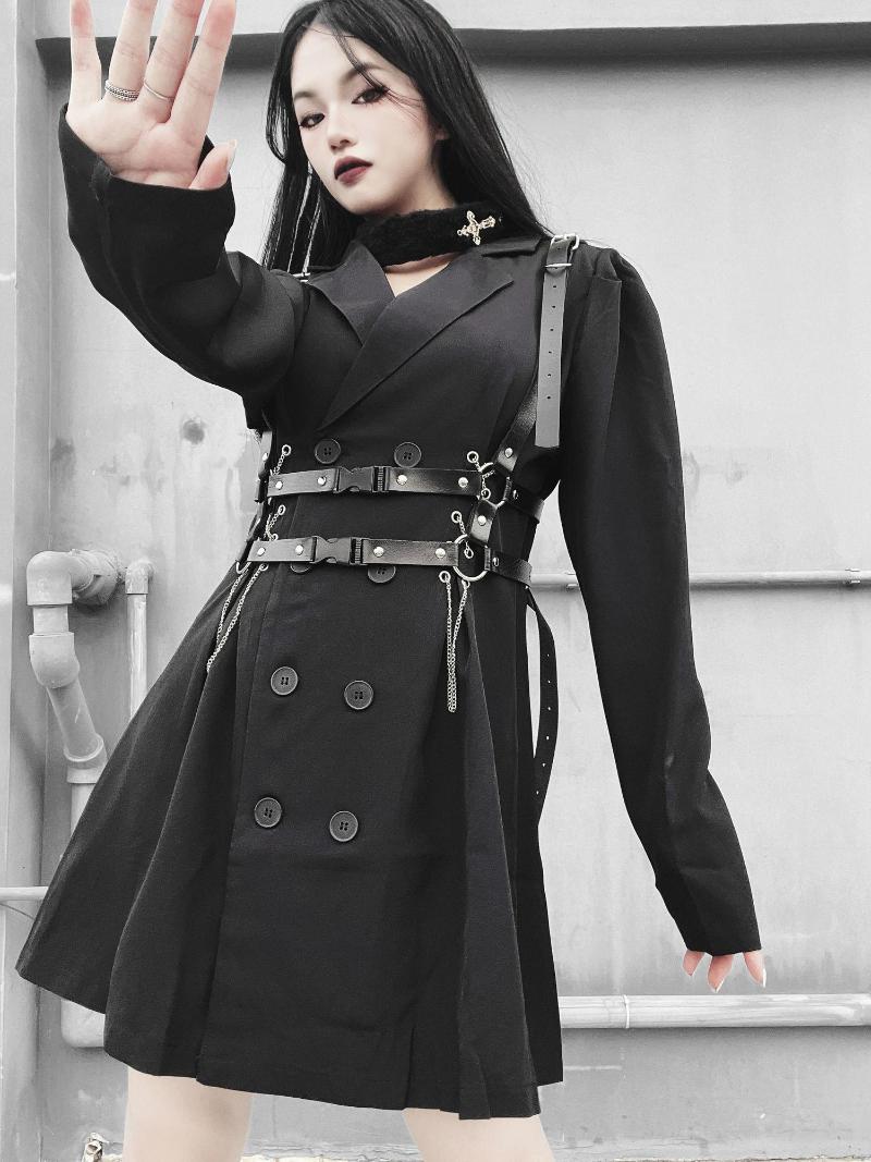 Women's Suits Gothic Blazer For Women Fashion Vintage Goth Dark Mid-length Long Seeve Solid Color Slim Coat Jacket Belt Patchwork Top, Black
Women's Suits Gothic Blazer For Women Fashion Vintage Goth Dark Mid-length Long Seeve Solid Color Slim Coat Jacket Belt Patchwork Top, Black