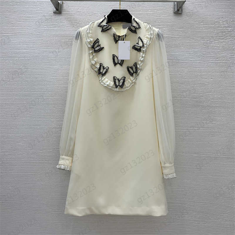 Designer Dress Three-dimensional Butterfly Fungus Edge Luxury Pearl Cufflinks Dresses Stitching See-through Mesh Long Sleeve Zipper Maxiskit Womens Dress, 13
Designer Dress Three-dimensional Butterfly Fungus Edge Luxury Pearl Cufflinks Dresses Stitching See-through Mesh Long Sleeve Zipper Maxiskit Womens Dress, 13