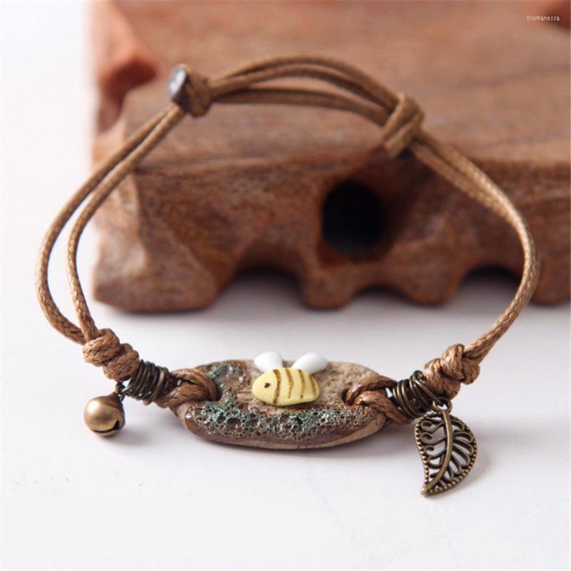 Bangle Original Style Lady Jewelry Bracelet Close To Natural Ceramic Small Bee Alloy Leaf Bell Wax Rope Gift
Bangle Original Style Lady Jewelry Bracelet Close To Natural Ceramic Small Bee Alloy Leaf Bell Wax Rope Gift