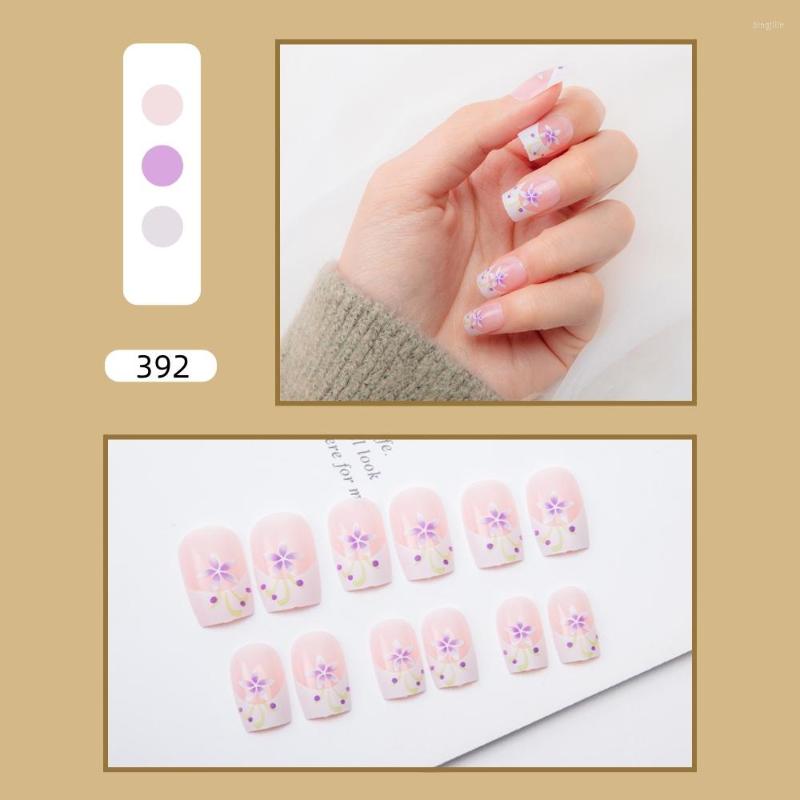 

False Nails 24pcs Box Designs Pink Tips With Long Press On Acrylics Fake Fingernails Sticker Accessories Pretty Retro Born, A-392-box