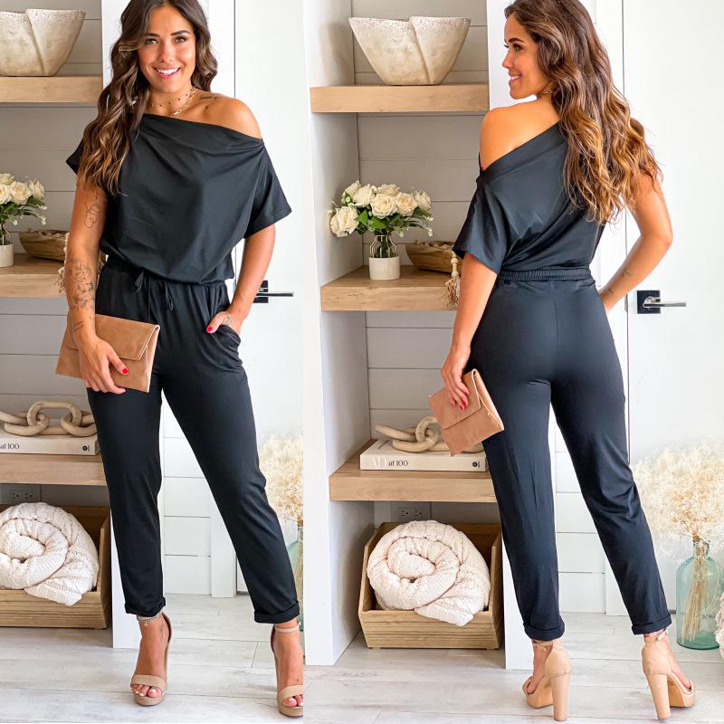 Women' Tracksuits Europe And The United States 2023 Summer Pure Color Leisure Suit Off Shoulder Short Sleeve Pants FashionWomen, Black
Women' Tracksuits Europe And The United States 2023 Summer Pure Color Leisure Suit Off Shoulder Short Sleeve Pants FashionWomen, Black