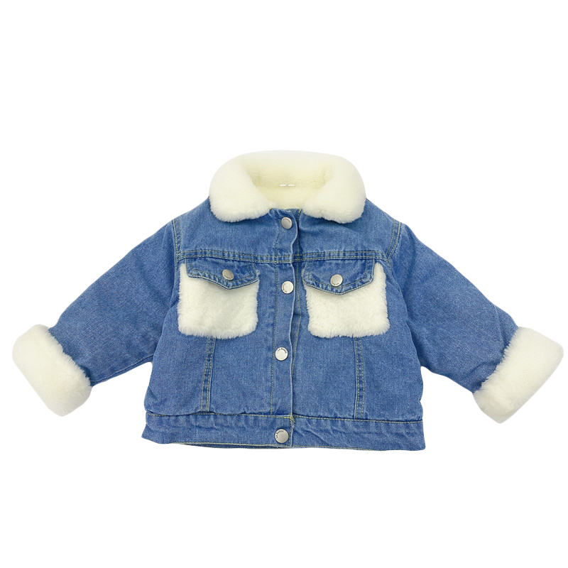 Jackets 2-6 Years OId Thick Warm Kids Boys Girls Denim Coat Velvet Fur Jackets Outerwear Autumn Winter Children Overcoat 230211