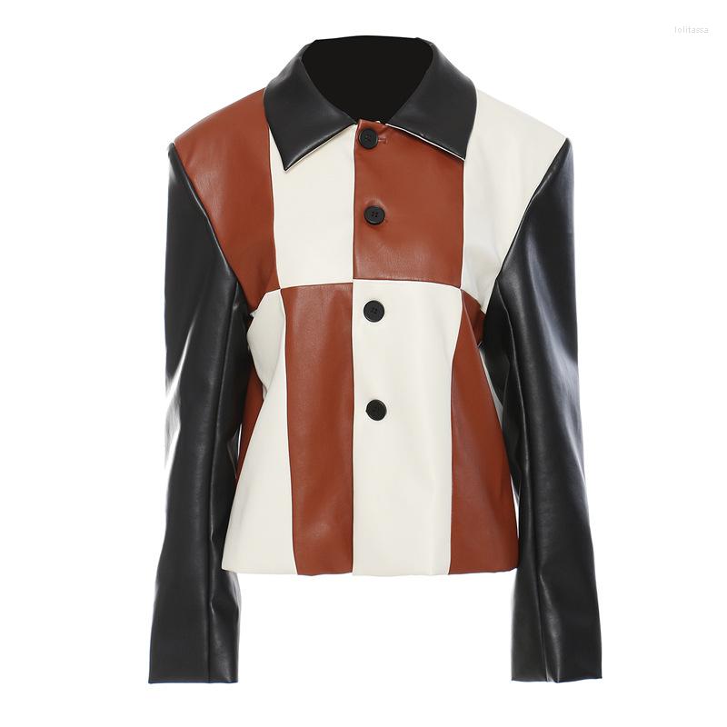 Women' Jackets Autumn And Winter Women' Personalized Tailoring Stitching Color-blocking British Style Leather Baseball, Brown
Women' Jackets Autumn And Winter Women' Personalized Tailoring Stitching Color-blocking British Style Leather Baseball, Brown