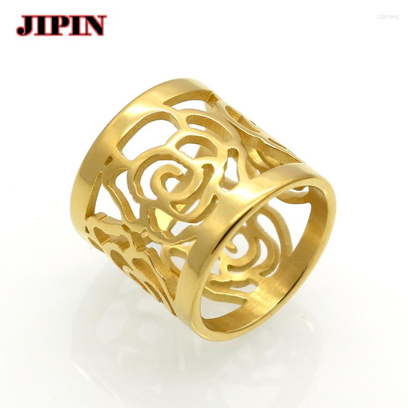 Cluster Rings Top Quality Rose Flower Hollowing Craft Gold Color Ring Fashion Brand Jewelry Stainless Steel Wholesale Accessories
Cluster Rings Top Quality Rose Flower Hollowing Craft Gold Color Ring Fashion Brand Jewelry Stainless Steel Wholesale Accessories