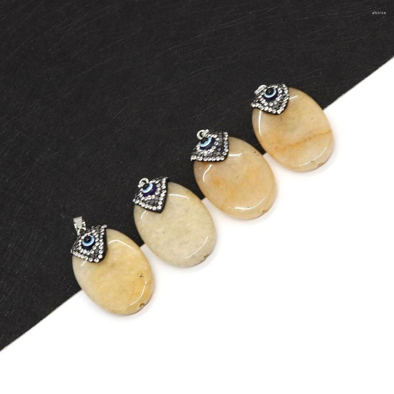 Pendant Necklaces Natural Stone Oval Yellow Inlaid Rhinestone 25x39mm Charm Agate Eye DIY Necklace Earrings Fashion Jewelry Accessories
Pendant Necklaces Natural Stone Oval Yellow Inlaid Rhinestone 25x39mm Charm Agate Eye DIY Necklace Earrings Fashion Jewelry Accessories