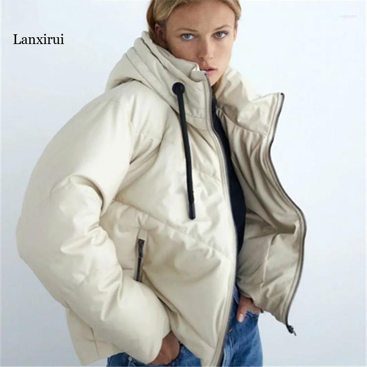 Women's Trench Coats Women Winter Fashion Thickened Parkas Lady Over Size Hooded PU Jacket Coat In Solid Color, Beige
Women's Trench Coats Women Winter Fashion Thickened Parkas Lady Over Size Hooded PU Jacket Coat In Solid Color, Beige