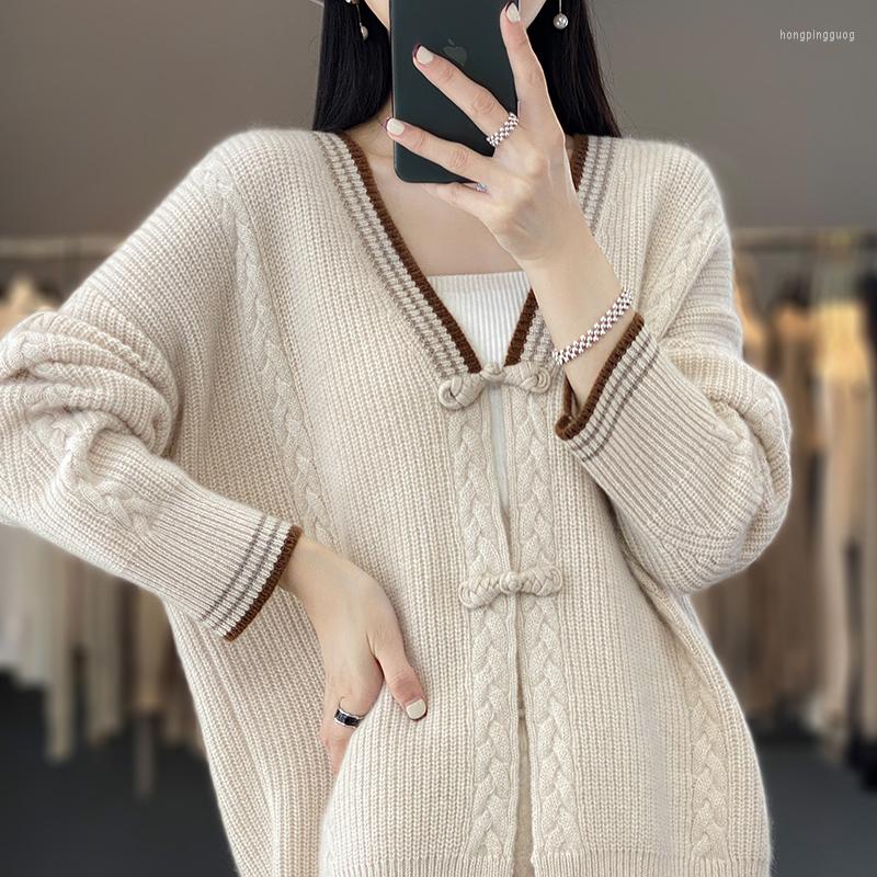 Women's Knits FRSEUCAG Casual V-neck 100 Pure Wool Cardigan Women's Sweater Solid Color Knitting Long Sleeve Cashmere Coat Sweate, Beige
Women's Knits FRSEUCAG Casual V-neck 100 Pure Wool Cardigan Women's Sweater Solid Color Knitting Long Sleeve Cashmere Coat Sweate, Beige