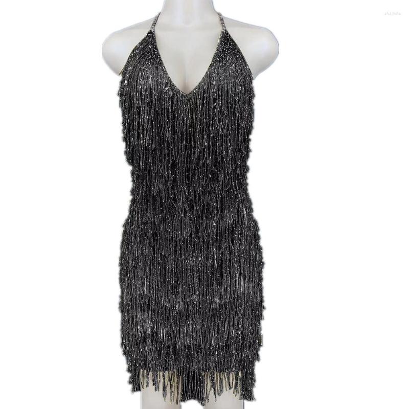 Stage Wear Sexy Backless Women Tassel Dress Multicolored Neck-mounted Latin Dance Singer Ballroom Costume Party Club Birthday Outfit, Black
Stage Wear Sexy Backless Women Tassel Dress Multicolored Neck-mounted Latin Dance Singer Ballroom Costume Party Club Birthday Outfit, Black