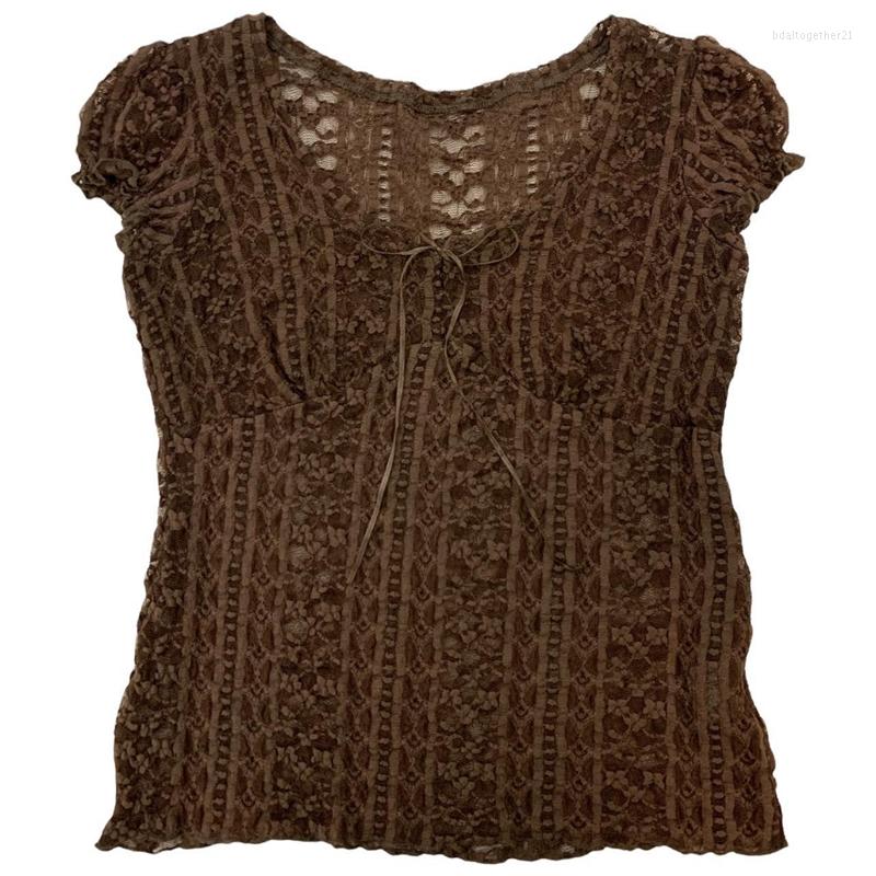 Women' T Shirts Aesthetics Fairycore Y2K Grunge Tees 2000s Retro Lace See Through T-shirt Vintage Brown Transparent Milkmaid Tops Women, Dark brown
Women' T Shirts Aesthetics Fairycore Y2K Grunge Tees 2000s Retro Lace See Through T-shirt Vintage Brown Transparent Milkmaid Tops Women, Dark brown
