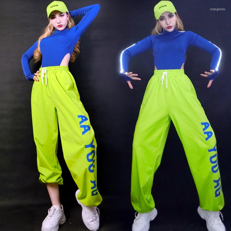 Stage Wear Women Jazz Dance Dj Rave Outfit Blue Bodysuit Green Pants Loose Hip Hop Clothing Adult Nightclub Modern Costume DNV14219, Tops
Stage Wear Women Jazz Dance Dj Rave Outfit Blue Bodysuit Green Pants Loose Hip Hop Clothing Adult Nightclub Modern Costume DNV14219, Tops