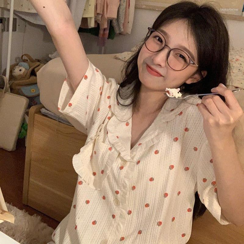 Women's Sleepwear QWEEK Kawaii Pajamas Japanese Sweets Suits With Shorts Strawberry Print Summer Room Wear White Nightgown
Women's Sleepwear QWEEK Kawaii Pajamas Japanese Sweets Suits With Shorts Strawberry Print Summer Room Wear White Nightgown