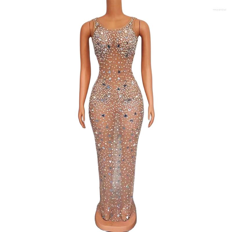 Stage Wear Women Sparkly Rhinestones Pearls Mesh See Through Sleeveless Dress Celebrate Birthday Prom Party Outfit Sexy
Stage Wear Women Sparkly Rhinestones Pearls Mesh See Through Sleeveless Dress Celebrate Birthday Prom Party Outfit Sexy