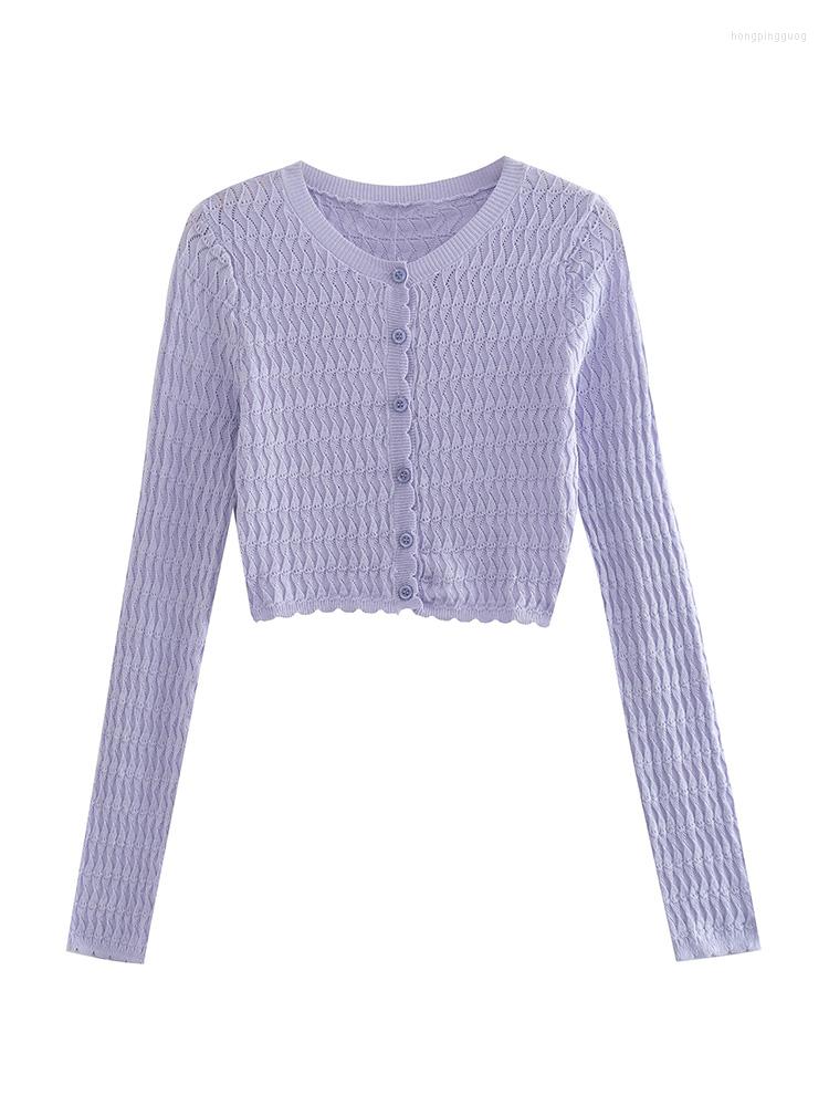 Women' Knits Street Style Cardigans Women Scalloped Trim Long Sleeve Pointelle Knitted Cardigan Round Neck Button Up Cropped Sweater, Lavender
Women' Knits Street Style Cardigans Women Scalloped Trim Long Sleeve Pointelle Knitted Cardigan Round Neck Button Up Cropped Sweater, Lavender