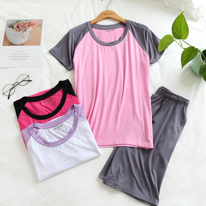 Women's Sleepwear Summer Pajamas Women's Modal 2023 Simple Color Matching Short-sleeved Shorts Loose 2pcs Homewear Suit Pyjama Short, Black
Women's Sleepwear Summer Pajamas Women's Modal 2023 Simple Color Matching Short-sleeved Shorts Loose 2pcs Homewear Suit Pyjama Short, Black