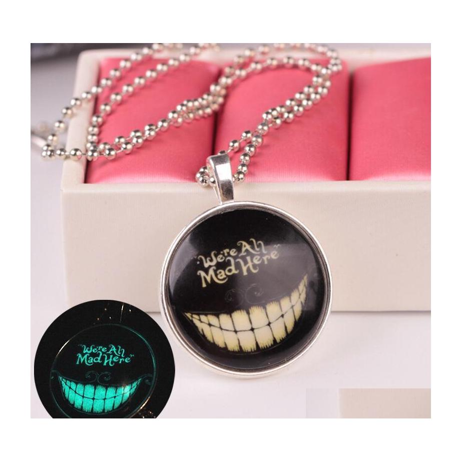 Pendant Necklaces Luminous Necklace Halloween Gift Jewelry Glow In The Dark We Are All Mad Here Punk Drop Delivery Pendants Dhraj
Pendant Necklaces Luminous Necklace Halloween Gift Jewelry Glow In The Dark We Are All Mad Here Punk Drop Delivery Pendants Dhraj