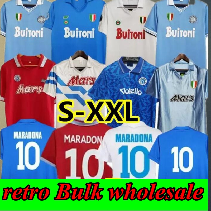 Napoli retro soccer jerseys #10 Maradona 1986 1987 1988 1989 1990 1991 1992 1993 Naples vintage football shirt T 86 87 88 89 90 91 92 93 Giordano Carnevale Careca Uniforms