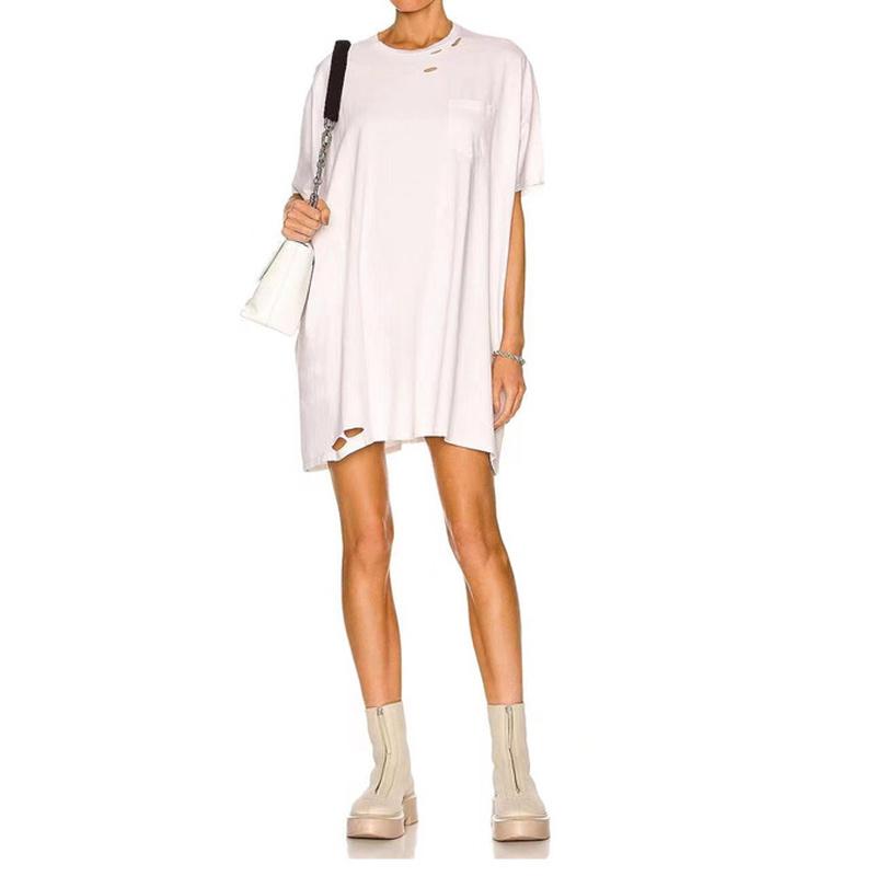Casual Dresses Round Neck T-shirt Dress European And American Street Cotton Loose Short-sleeved Ripped Mid-length SummerCasual, White
Casual Dresses Round Neck T-shirt Dress European And American Street Cotton Loose Short-sleeved Ripped Mid-length SummerCasual, White