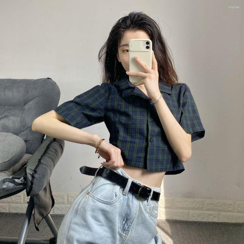 Women' Blouses Plaid Short-sleeved Shirt Female 2023 Summer Korean Design Sense Niche Retro High-waisted Slim Cropped Short Top, Picture color
Women' Blouses Plaid Short-sleeved Shirt Female 2023 Summer Korean Design Sense Niche Retro High-waisted Slim Cropped Short Top, Picture color