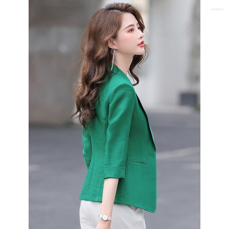 Women' Suits Cotton And Linen Small Suit Women Blazer 2023 Summer Korean Fashion Thin Coat Three-quarter Sleeve Casual Blazers Jacket Q147, Green
Women' Suits Cotton And Linen Small Suit Women Blazer 2023 Summer Korean Fashion Thin Coat Three-quarter Sleeve Casual Blazers Jacket Q147, Green