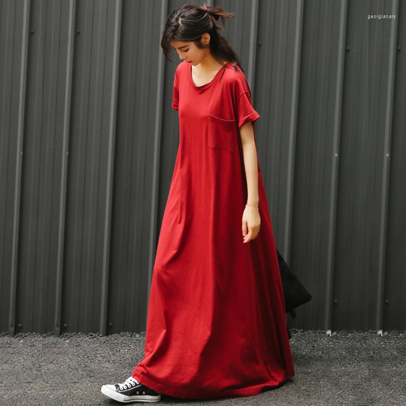Party Dresses 2023 Summer Loose Thin Casual Simple Nightdress Korean Lazy Style All-match O-neck Women Red T-shirt Skirt
Party Dresses 2023 Summer Loose Thin Casual Simple Nightdress Korean Lazy Style All-match O-neck Women Red T-shirt Skirt