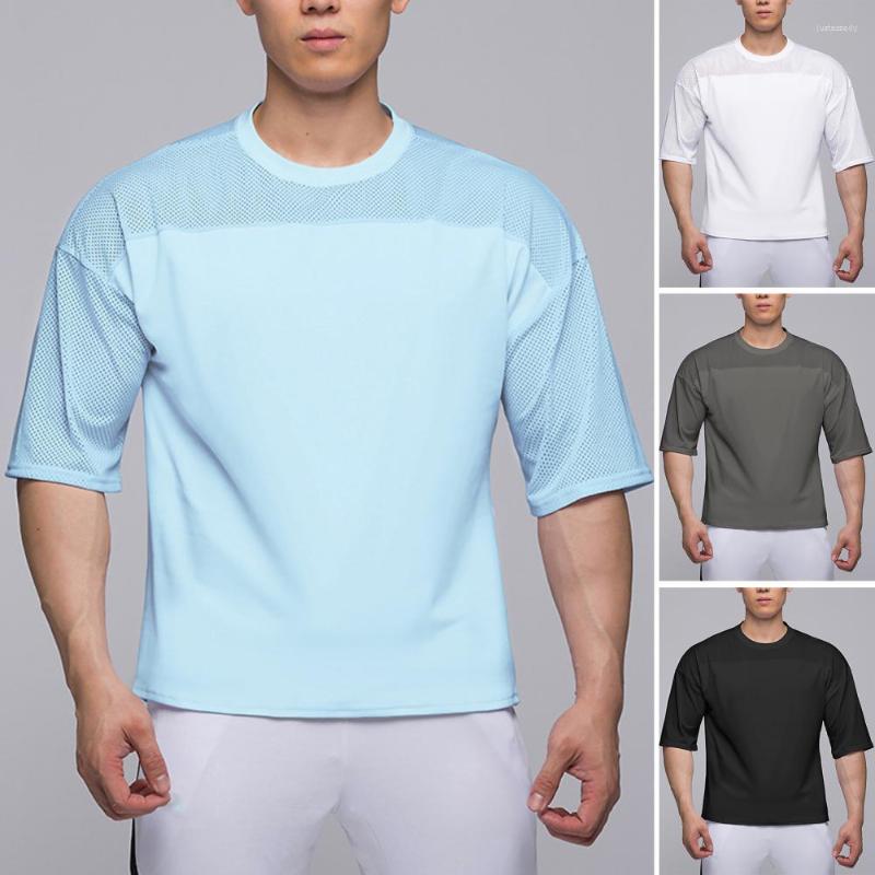 Men's T Shirts O-Neck Short Sleeve Mesh Men T-shirt Patchwork Summer Fitness Top Solid Color Loose Sport Tee Shirt Streetwear Men's, Black 
Men's T Shirts O-Neck Short Sleeve Mesh Men T-shirt Patchwork Summer Fitness Top Solid Color Loose Sport Tee Shirt Streetwear Men's, Black
