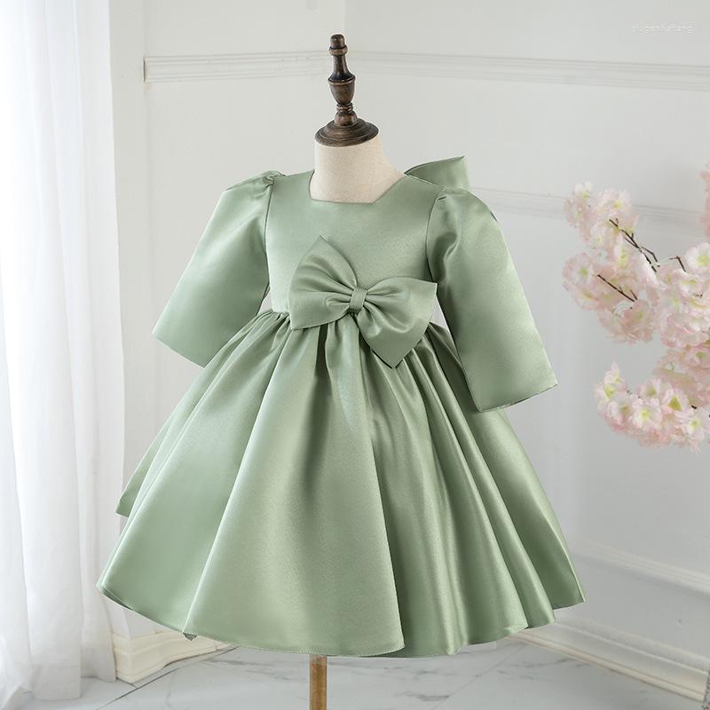 Girl Dresses Summer Dress 1 Year Kids Born Christening Long Sleeve Big Bow Princess Toddler Birthday Children Baptism Baby Clothes, Green
Girl Dresses Summer Dress 1 Year Kids Born Christening Long Sleeve Big Bow Princess Toddler Birthday Children Baptism Baby Clothes, Green