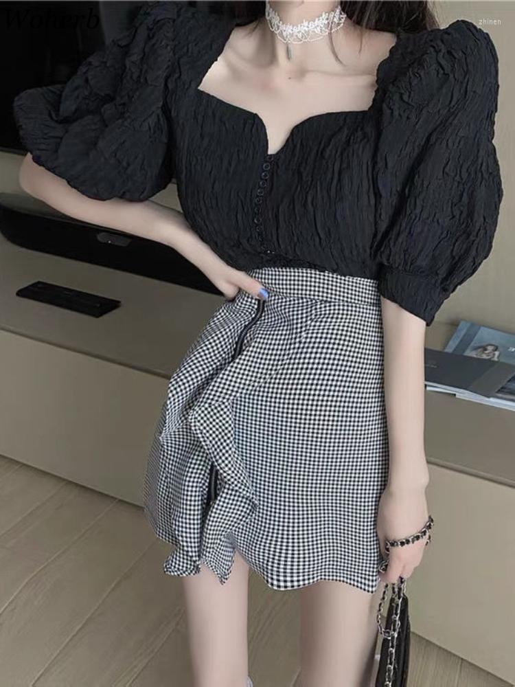 Women' Blouses Woherb Women Summer Puff Sleeve Square Collar Blouse Shirt Causal Korean Folds Tops 2023 Fashion Chic Pleated Blusa Mujer, Black blouse only
Women' Blouses Woherb Women Summer Puff Sleeve Square Collar Blouse Shirt Causal Korean Folds Tops 2023 Fashion Chic Pleated Blusa Mujer, Black blouse only