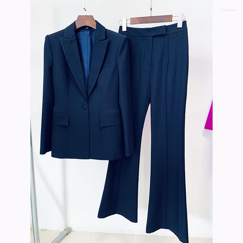 Women' Two Piece Pants High Fashion Est 2023 Runway Designer Suit Set Women' Single Button Blazer Flare Elegant Office Lady Outfits In, Dark blue
Women' Two Piece Pants High Fashion Est 2023 Runway Designer Suit Set Women' Single Button Blazer Flare Elegant Office Lady Outfits In, Dark blue