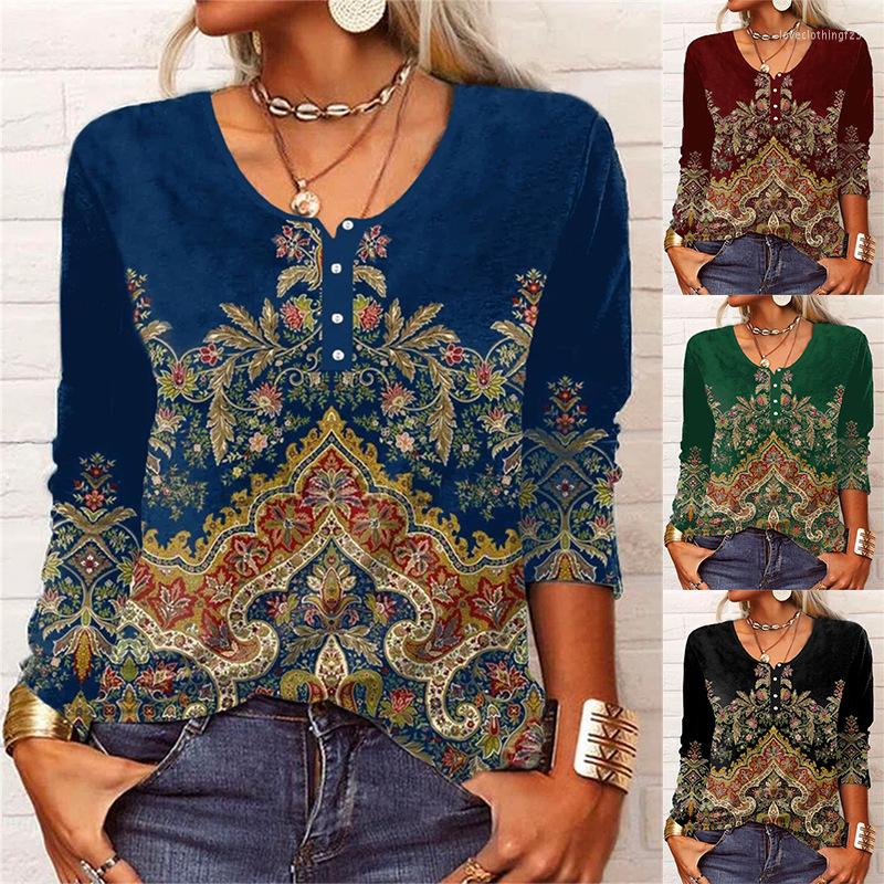Women' T Shirts Spring Autumn Women' Loose Long Sleeve Printed U-Neck Button T-shirt Woman Female Fashion Casual Top Lady, Green
Women' T Shirts Spring Autumn Women' Loose Long Sleeve Printed U-Neck Button T-shirt Woman Female Fashion Casual Top Lady, Green