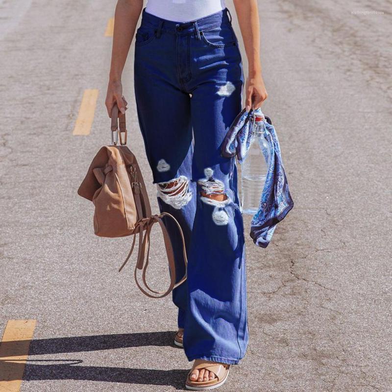Women's Jeans Ripped Lady Washed Streetwear Women, Dark blue