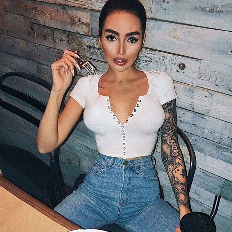 Women' T Shirts Women Sexy Button Up Slim Fitness T-shirt White Navel Bare Crop Tops Short Sleeve Summer Casual Bodycon Matching Top
Women' T Shirts Women Sexy Button Up Slim Fitness T-shirt White Navel Bare Crop Tops Short Sleeve Summer Casual Bodycon Matching Top