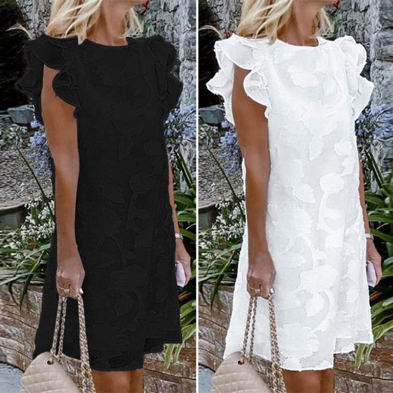 Casual Dresses Round Neck Hollow Knee-length Midi Dress Stacked Ruffle Short Sleeve Jacquard Lady Female Clothes, Black
Casual Dresses Round Neck Hollow Knee-length Midi Dress Stacked Ruffle Short Sleeve Jacquard Lady Female Clothes, Black