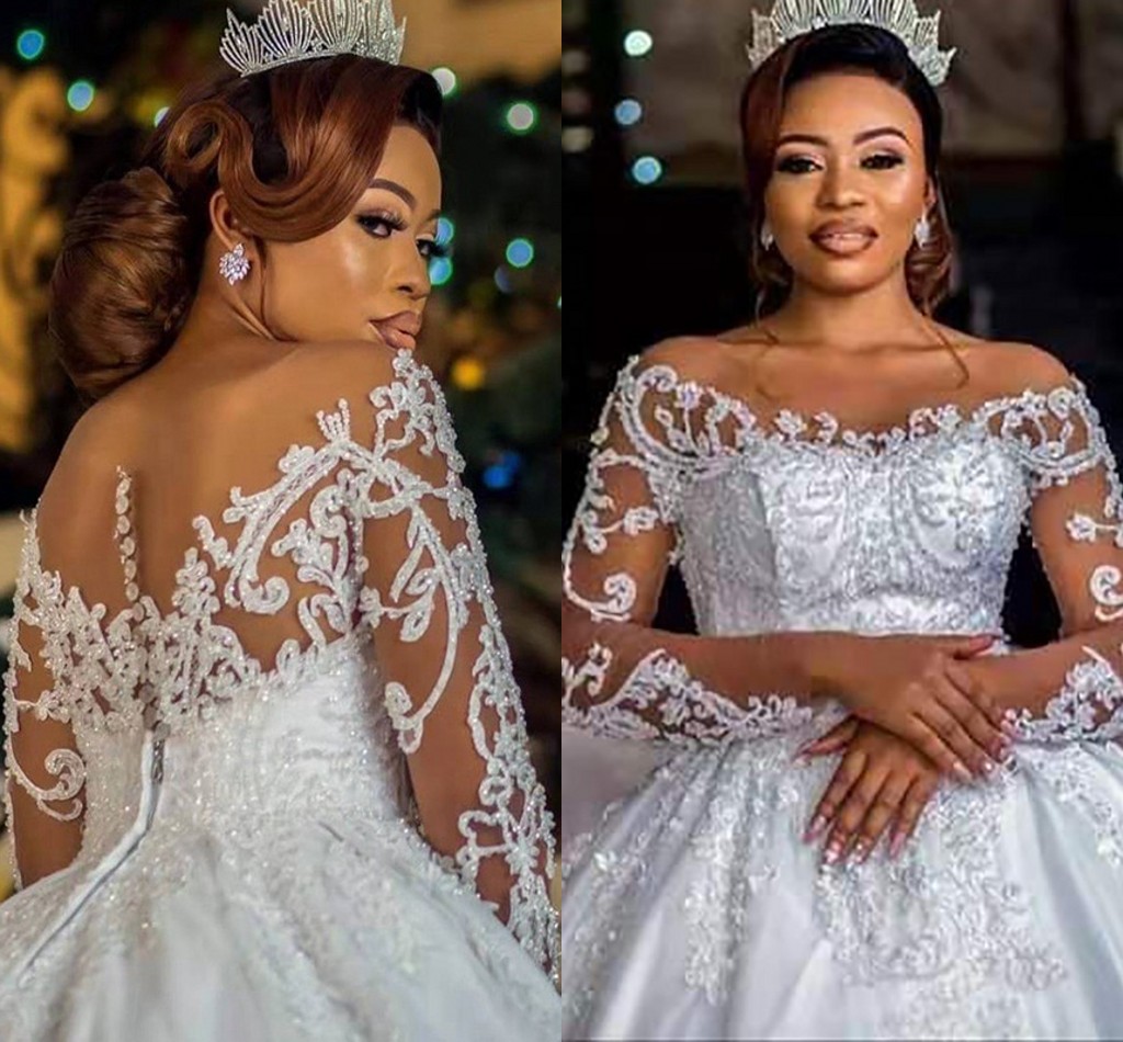 2023 Wedding Dresses Ball Gown Illusion Long Sleeve Beading Lace Fluffy Bridal Gown vestidos de novia Custom Made Robe De Mariage, Ivory
2023 Wedding Dresses Ball Gown Illusion Long Sleeve Beading Lace Fluffy Bridal Gown vestidos de novia Custom Made Robe De Mariage, Ivory