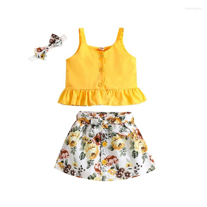 Clothing Sets 3Pcs Girls Summer Outfits Solid Color Buttons Tank Tops Floral Print Skirt Hairband For Kids 6 Months To 4 Years, Picture shown
Clothing Sets 3Pcs Girls Summer Outfits Solid Color Buttons Tank Tops Floral Print Skirt Hairband For Kids 6 Months To 4 Years, Picture shown
