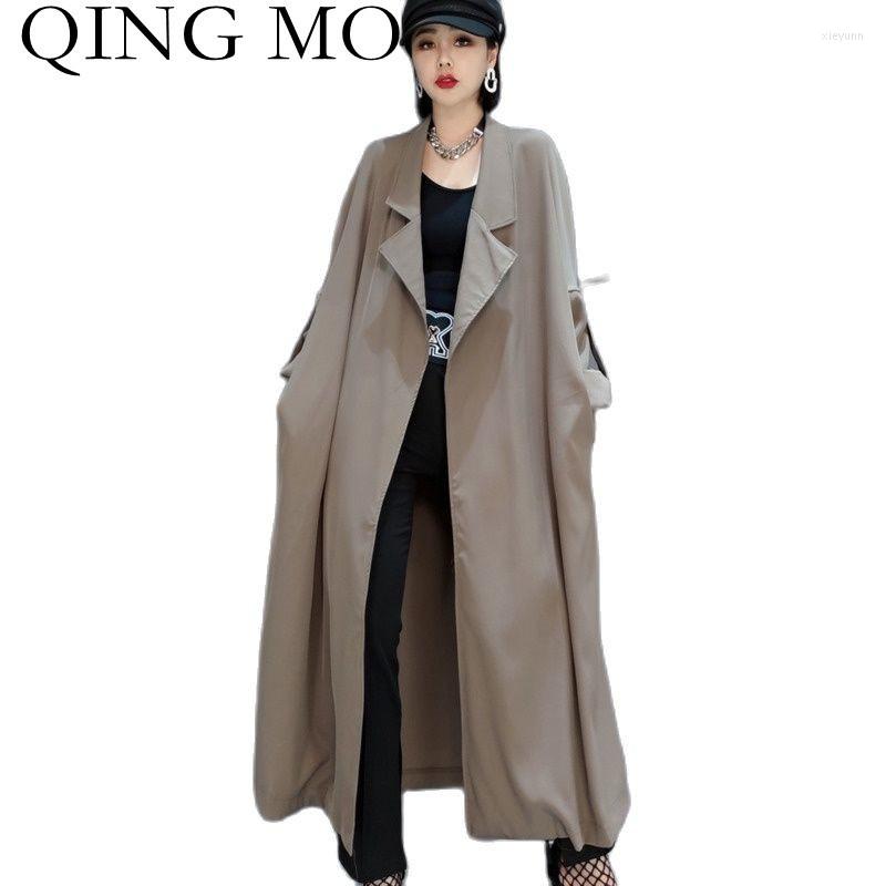 Women's Trench Coats QING MO Temperament Commuter Pure Color Windbreaker Women 2023 Spring Autumn Loose Fashion Suit Collar Thin Long Coat, Black 
Women's Trench Coats QING MO Temperament Commuter Pure Color Windbreaker Women 2023 Spring Autumn Loose Fashion Suit Collar Thin Long Coat, Black