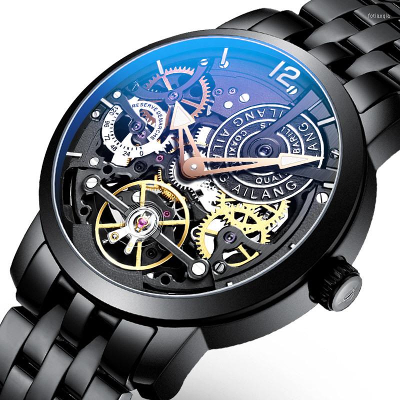Wristwatches AILANG Business Men's Automatic Double Sided Luminous Hollow Mechanical Watch Stainless Steel 30M Waterproof Strap 6811, 02
Wristwatches AILANG Business Men's Automatic Double Sided Luminous Hollow Mechanical Watch Stainless Steel 30M Waterproof Strap 6811, 02