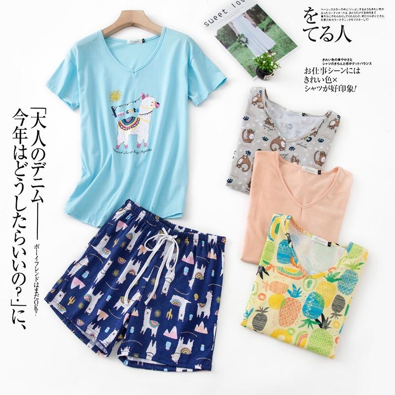 Women's Sleepwear Women Pajamas Cotton Short Sleeve Shorts Lounge Wear V-Neck Cartoon Two Piece Set Summer Plus Size Pijama Home Clothes, Blue moon
Women's Sleepwear Women Pajamas Cotton Short Sleeve Shorts Lounge Wear V-Neck Cartoon Two Piece Set Summer Plus Size Pijama Home Clothes, Blue moon